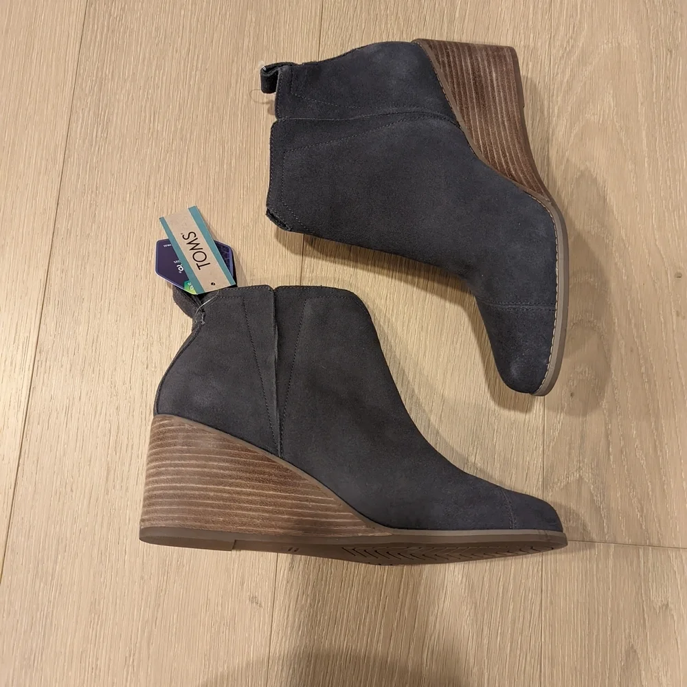 Toms Charcoal Wedge Ankle Boots